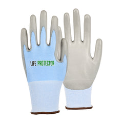 Life Protector Light Blue Diamond Blend Large Work Gloves - with Foam Polyurethane Palm Coating, Cut-Resistant - Pair - 10 count box