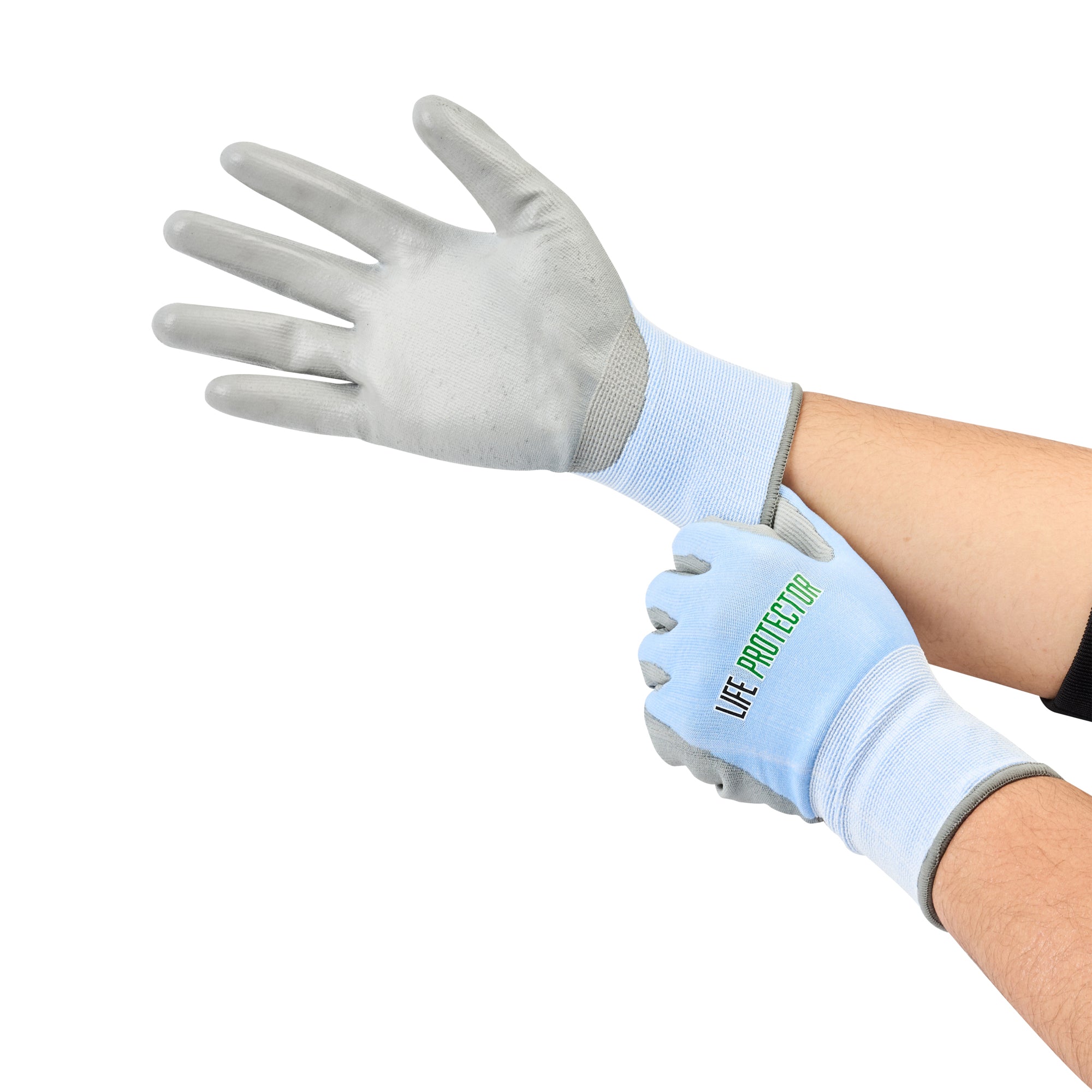Life Protector Light Blue Diamond Blend Extra Large Work Gloves - with Foam Polyurethane Palm Coating, Cut-Resistant - Pair - 10 count box