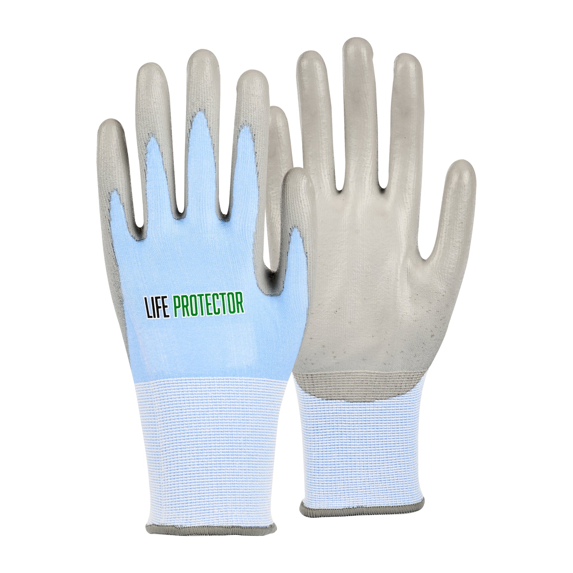 Life Protector Light Blue Diamond Blend Extra Large Work Gloves - with Foam Polyurethane Palm Coating, Cut-Resistant - Pair - 10 count box