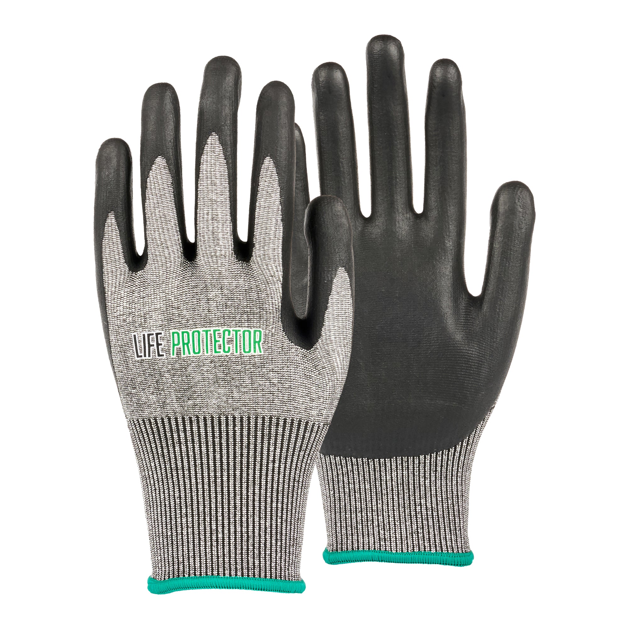 Life Protector Gray HPPE Polyester / Spandex Medium Work Gloves - Ultra-Thin Foam Nitrile Palm Coating, Cut-Resistant - Pair - 10 count box