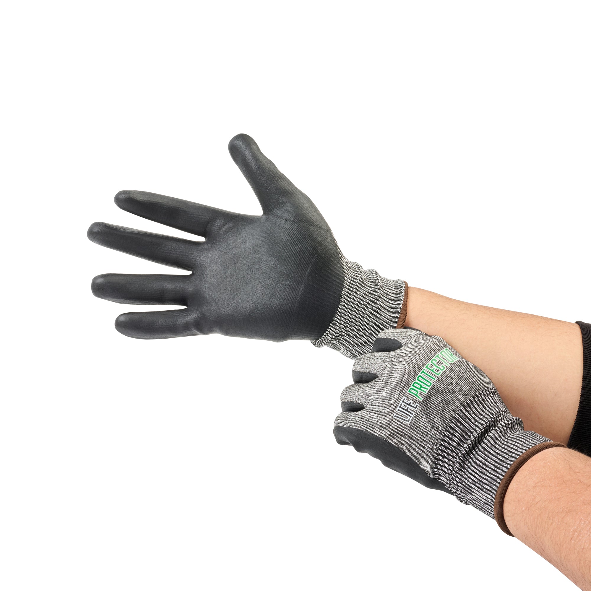 Life Protector Gray HPPE Polyester / Spandex Large Work Gloves - Ultra-Thin Foam Nitrile Palm Coating, Cut-Resistant - Pair - 10 count box