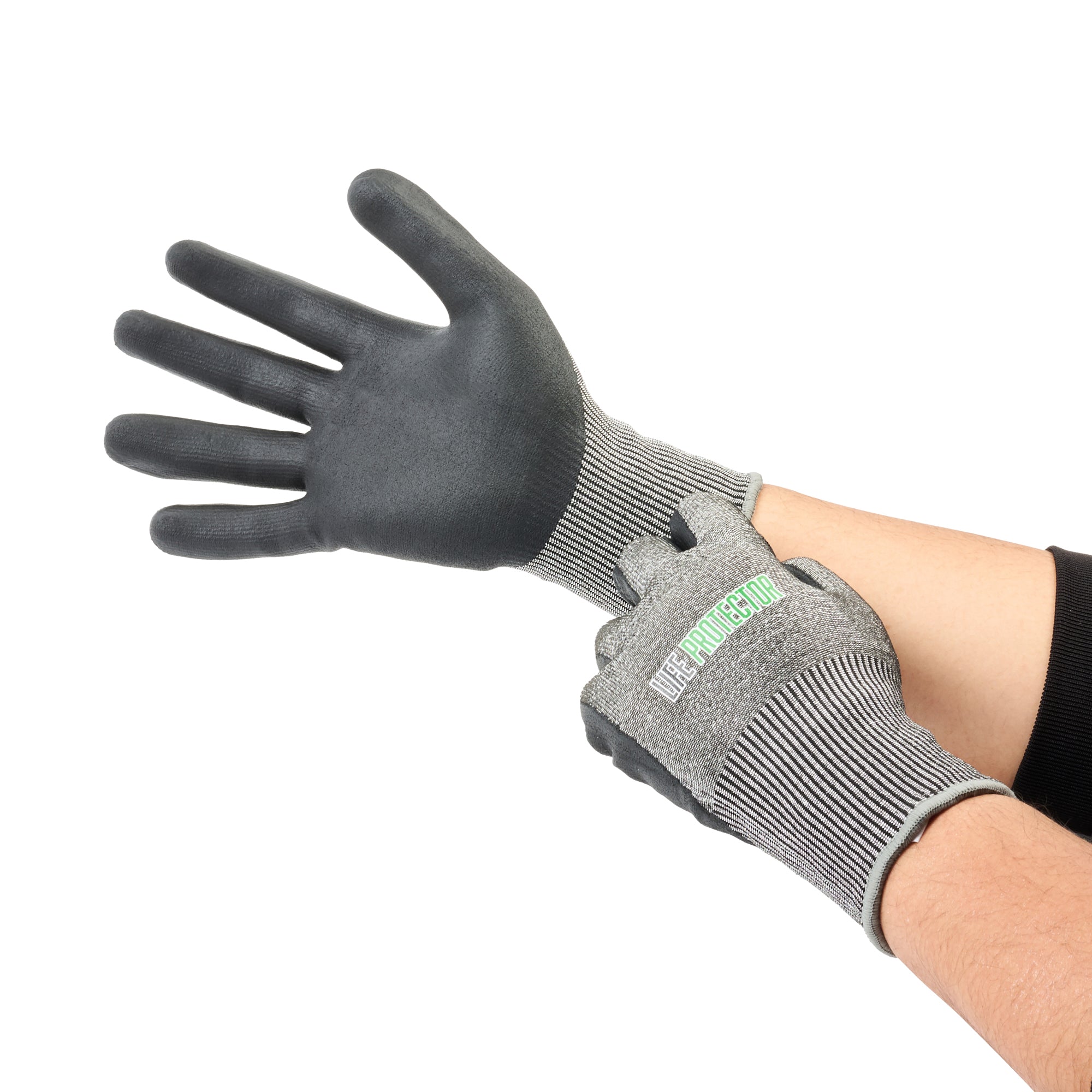 Life Protector Gray HPPE Polyester / Spandex Extra Large Work Gloves - with Foam Nitrile Palm Coating, Cut-Resistant - Pair - 10 count box