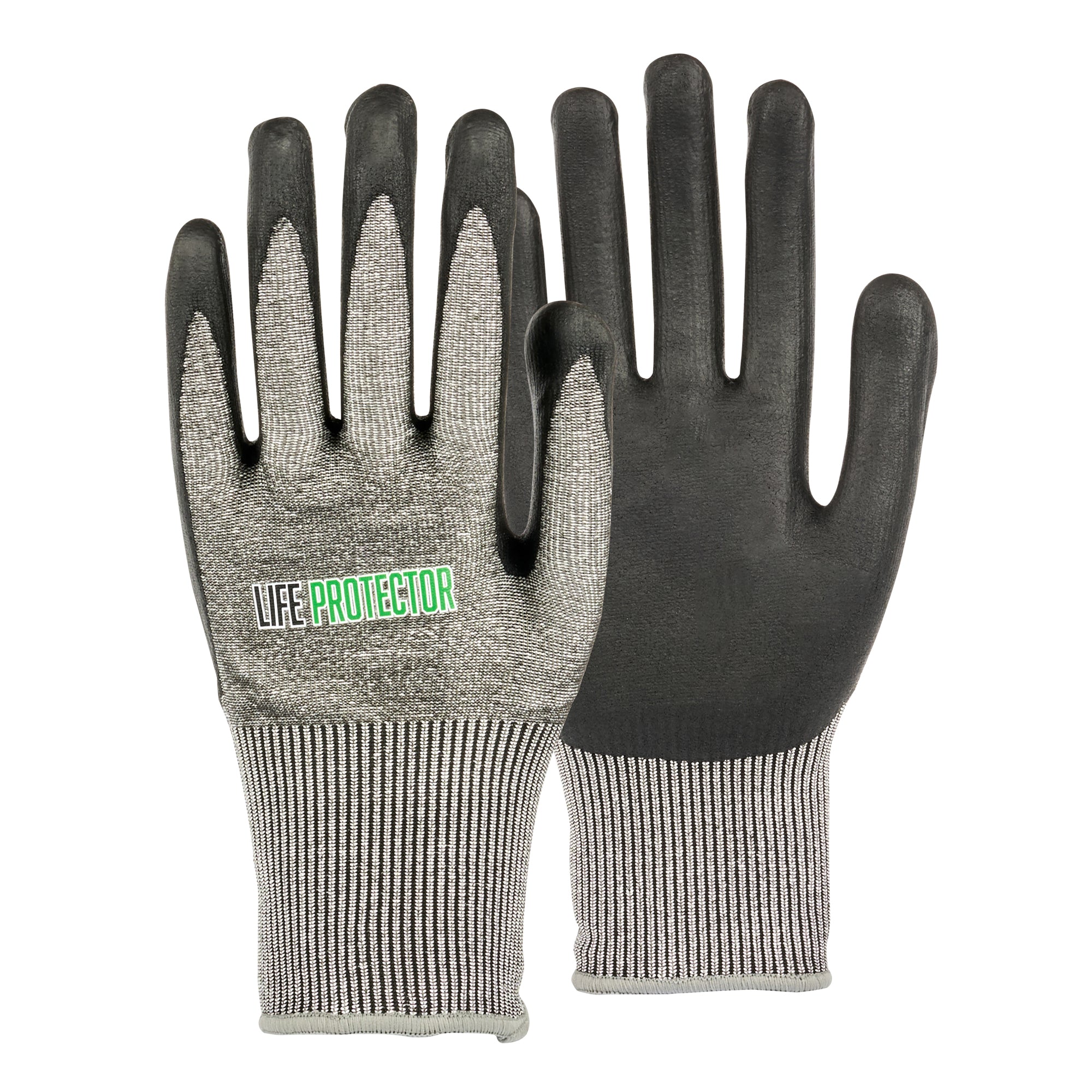 Life Protector Gray HPPE Polyester / Spandex Extra Large Work Gloves - with Foam Nitrile Palm Coating, Cut-Resistant - Pair - 10 count box