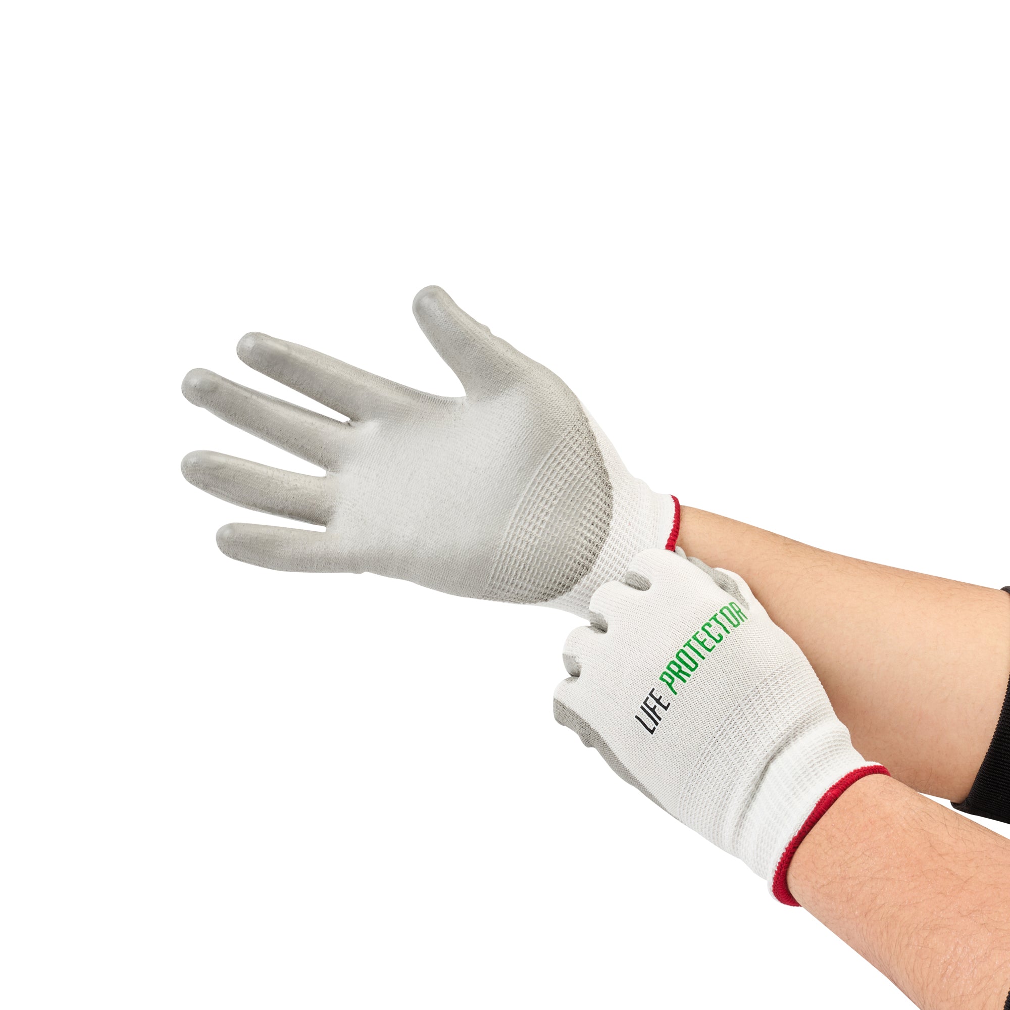 Life Protector White HPPE Polyester / Spandex Small Work Gloves - with Polyurethane Palm Coating, Cut-Resistant - Pair - 10 count box