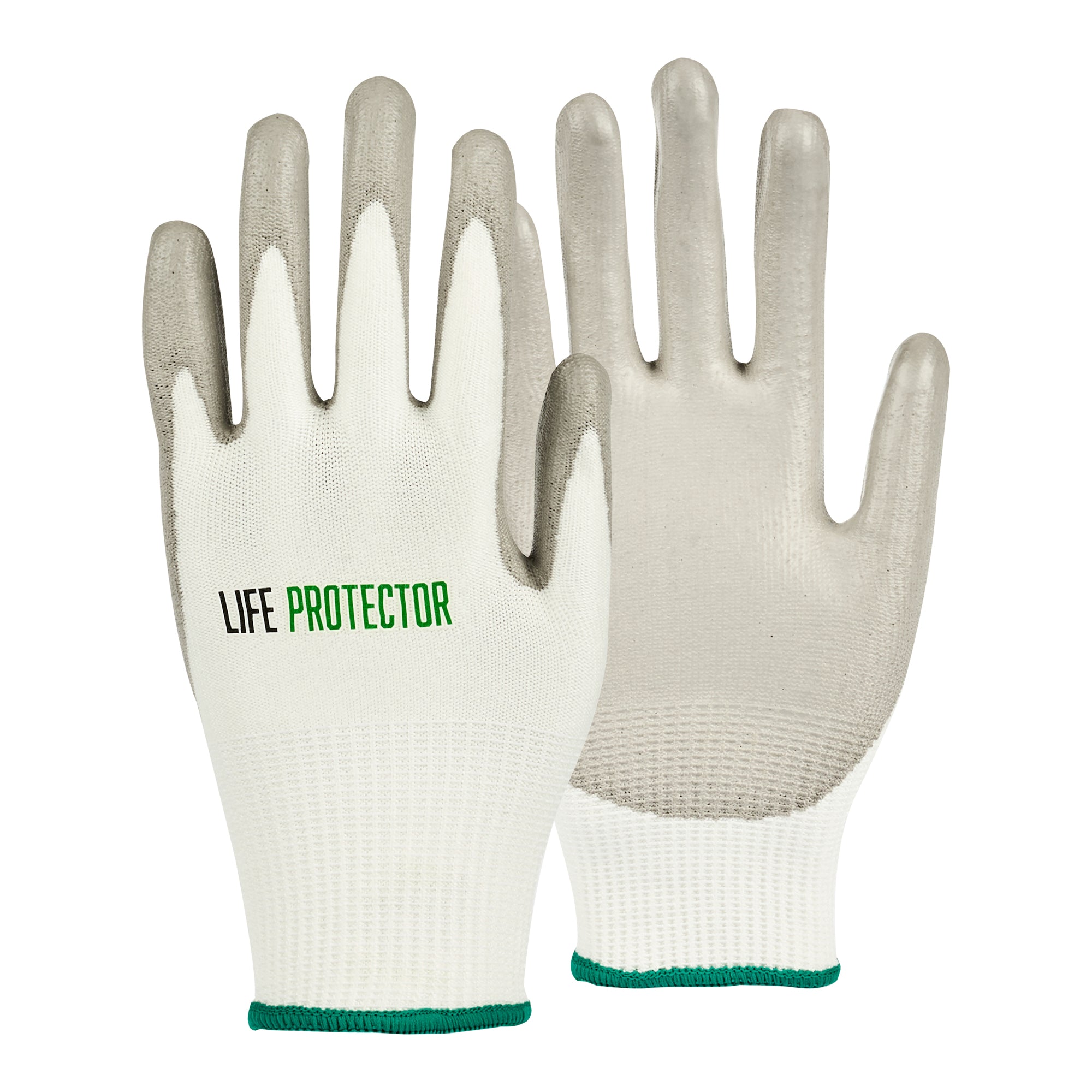 Life Protector White HPPE Polyester / Spandex Small Work Gloves - with Polyurethane Palm Coating, Cut-Resistant - Pair - 10 count box