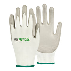 Life Protector White HPPE Polyester / Spandex Small Work Gloves - with Polyurethane Palm Coating, Cut-Resistant - Pair - 10 count box