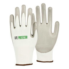 Life Protector White HPPE Polyester / Spandex Large Work Gloves - with Polyurethane Palm Coating, Cut-Resistant - Pair - 1 count box