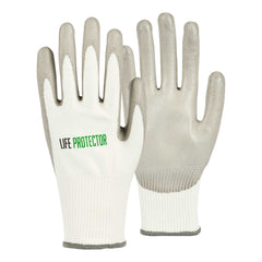 Life Protector White HPPE Polyester / Spandex Extra Large Work Gloves - with Polyurethane Palm Coating, Cut-Resistant - Pair - 1 count box