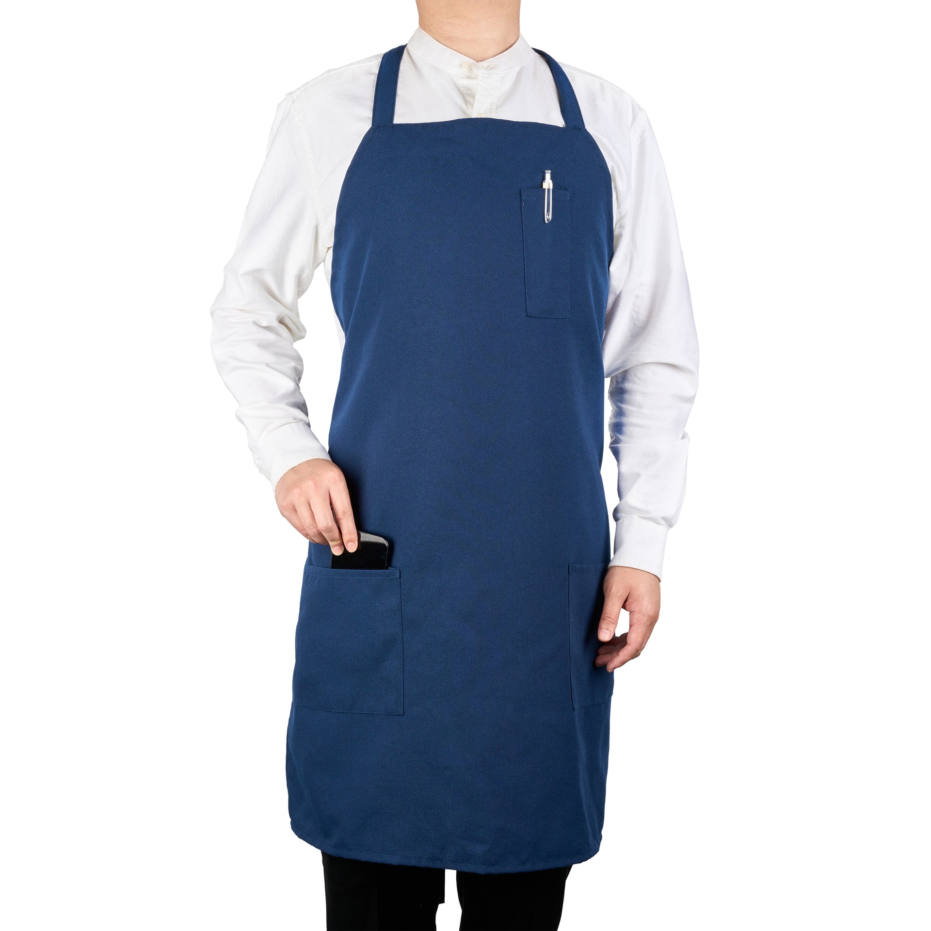 Chef 101 Blue Standard Bib Apron - with 3 Pockets - 32 1/2'' x 27 1/2'' - 100 count box
