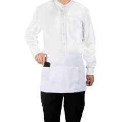 Chef 101 White Standard Waist Apron - with 3 Pockets - 24
