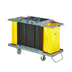 Clean Tek Professional Gray Hotel / Housekeeping Cart - 20 gal Bags, 3 Shelves - 59