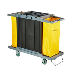 Clean Tek Professional Gray Hotel / Housekeeping Cart - 20 gal Bags, 4 Shelves - 59