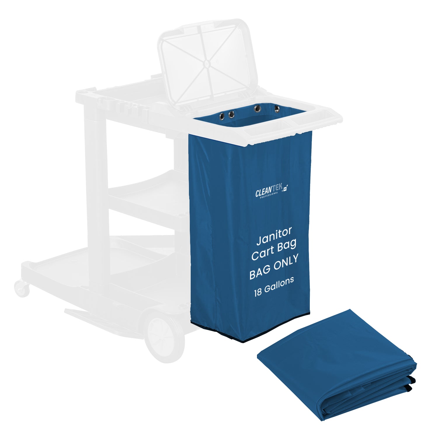 Clean Tek Professional 18 gal Blue Plastic Bag - for 3-Shelf Janitor Cart - 1 count box