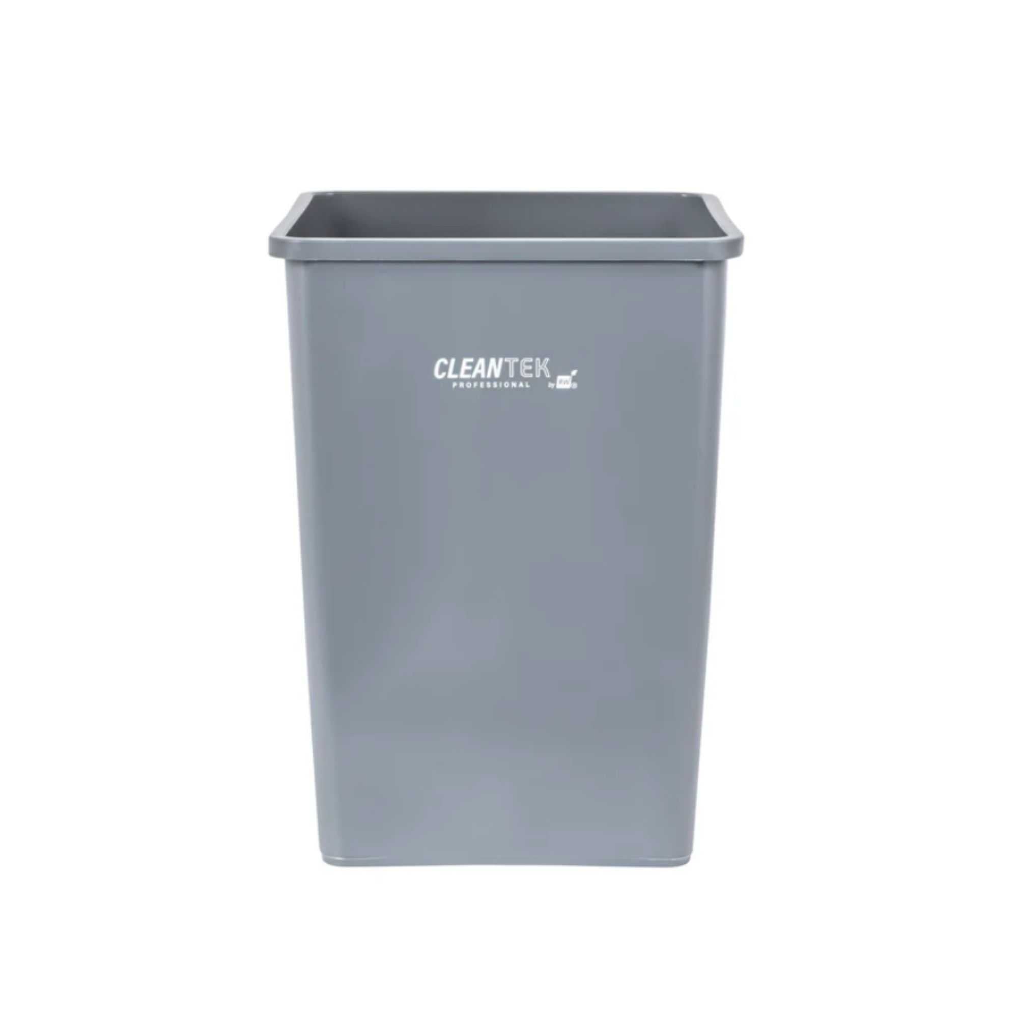 Clean Tek Professional 35 gal Square Gray Plastic Trash Can - 19 1/2" x 19 1/2" x 27 3/4" - 1 count box