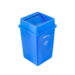 Clean Tek Professional Square Blue Plastic Swing Lid - Fits 35 / 50 gal Square Recycling Bin - 1 count box