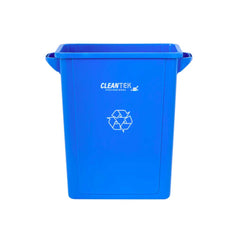 Clean Tek Professional 15 gal Rectangle Blue Plastic Slim Recycling Bin - with Handles - 24