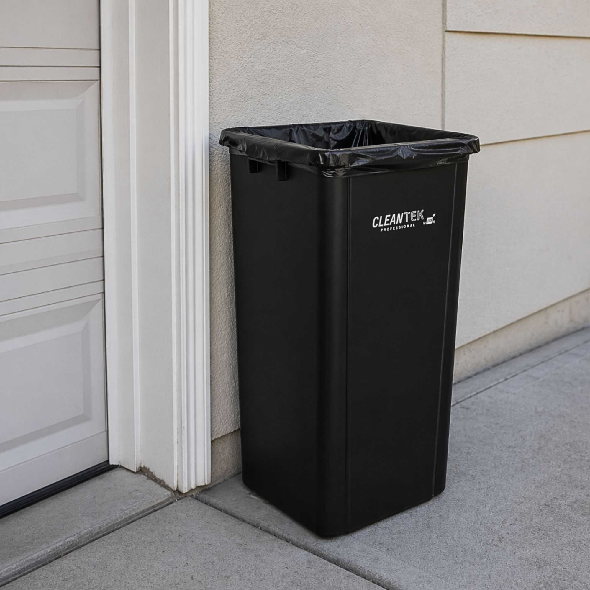 Clean Tek Professional 23 gal Square Black Plastic Trash Can - 16" x 15 3/4" x 30 3/4" - 1 count box