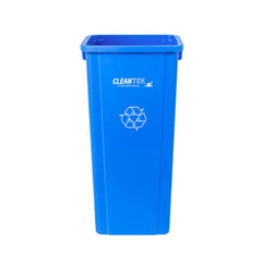 Clean Tek Professional 23 gal Square Blue Plastic Recycling Bin - 16