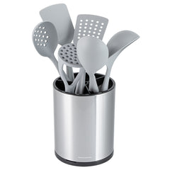 Met Lux Stainless Steel Utensil Holder - 3 Compartments, Rotating, with Drip Tray - 6 1/4