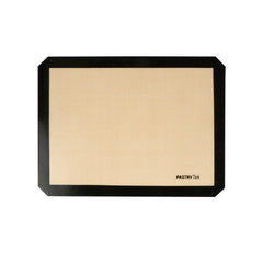 Pastry Tek Rectangle Tan and Black Silicone Half Size Baking Mat - Ultra Durable - 11 3/4