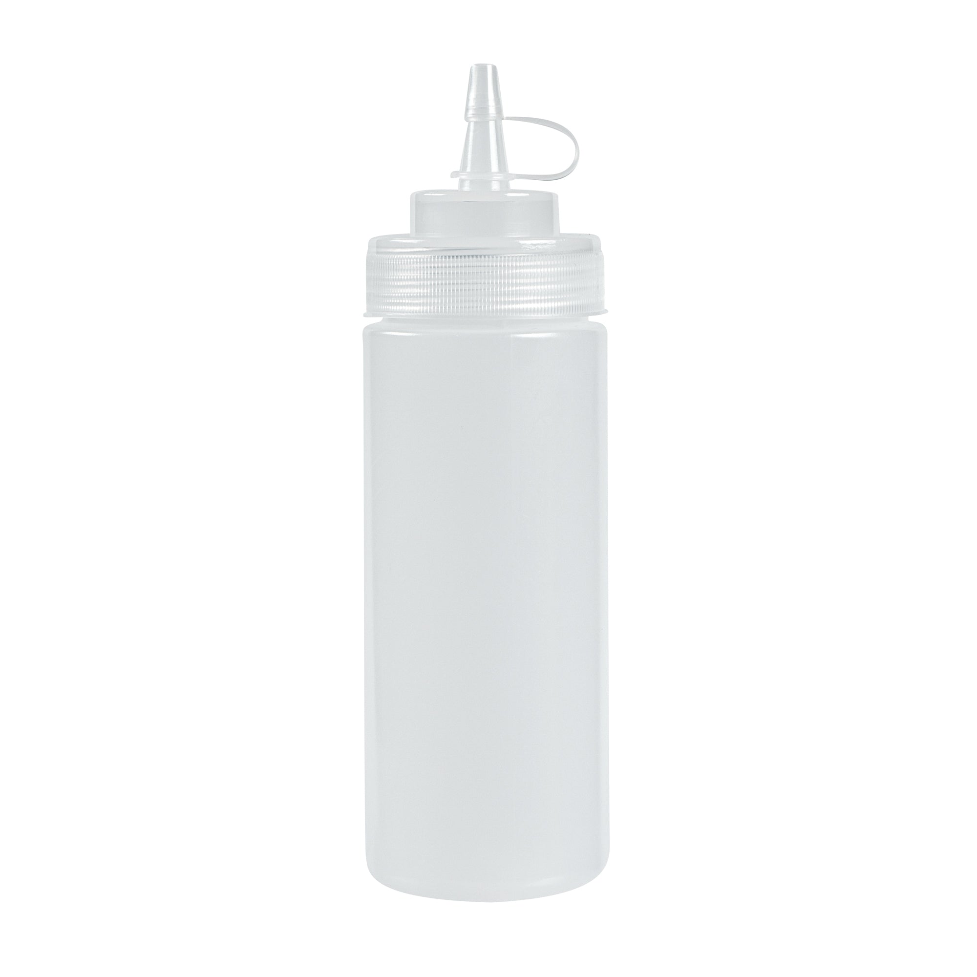 Sauce Tek 12 oz Clear Plastic Squeeze Bottle - with Cap, Wide Mouth - 2 1/4" x 2 1/4" x 7 3/4" - 1 count box