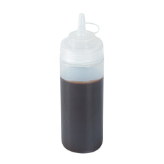 Sauce Tek 12 oz Clear Plastic Squeeze Bottle - with Cap, Wide Mouth - 2 1/4
