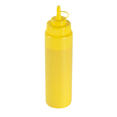 Sauce Tek 24 oz Yellow Plastic Squeeze Bottle - with Cap, Wide Mouth - 2 1/2