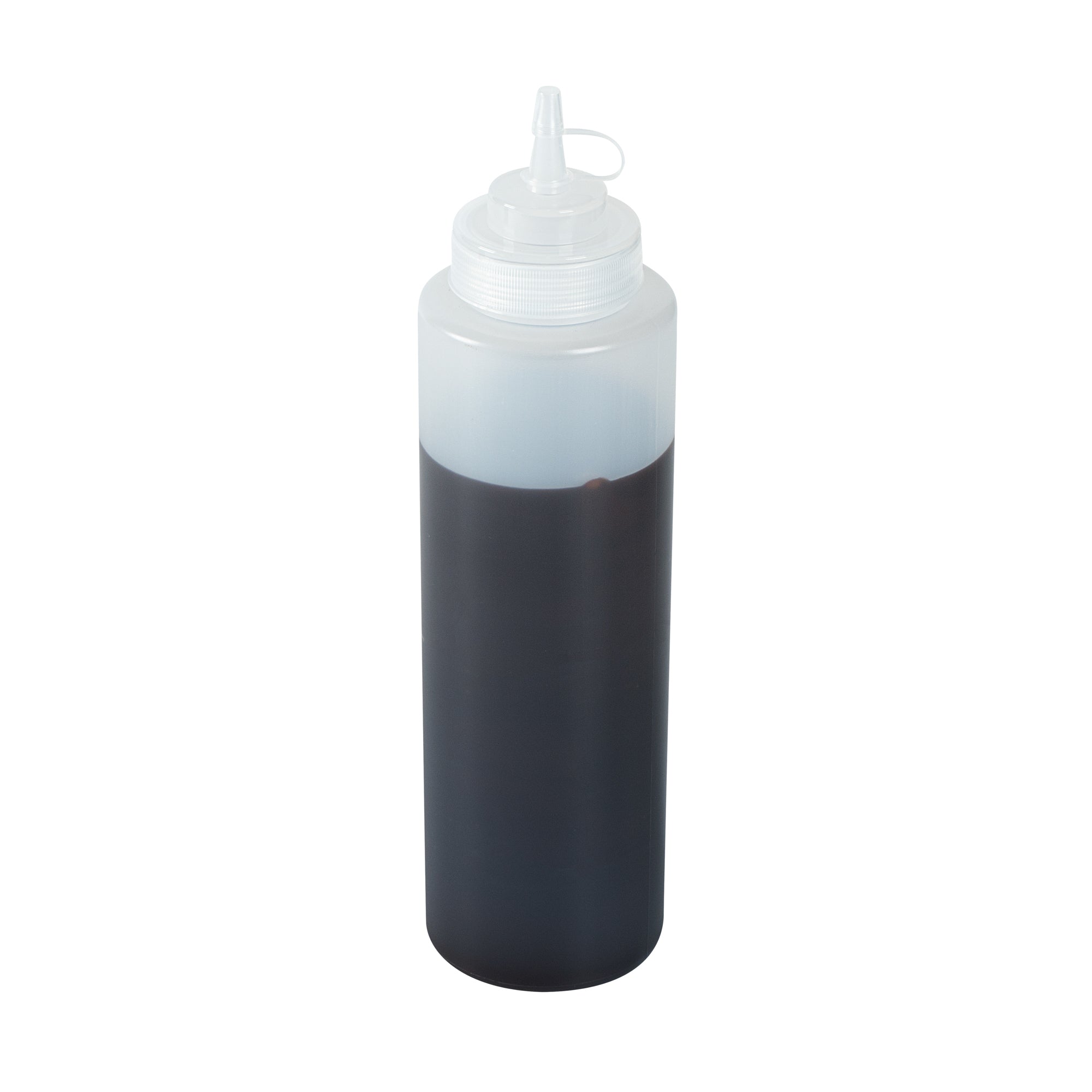 Sauce Tek 32 oz Clear Plastic Squeeze Bottle - with Cap, Wide Mouth - 3" x 3" x 11 1/2" - 1 count box