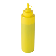 Sauce Tek 32 oz Yellow Plastic Squeeze Bottle - with Cap, Wide Mouth - 3