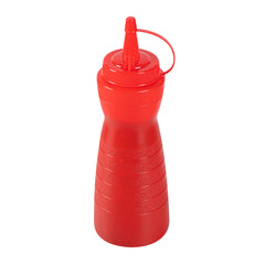 Sauce Tek 12 oz Red Plastic Squeeze Bottle - with Cap - 2 1/4