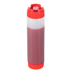 First In First Out 16 oz Red Plastic Squeeze Bottle - Inverted, Refill & Dispensing Lid - 2 1/4