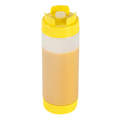 First In First Out 20 oz Yellow Plastic Squeeze Bottle - Inverted, Refill & Dispensing Lid - 2 3/4