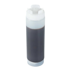 First In First Out 24 oz Clear Plastic Squeeze Bottle - Inverted, Refill & Dispensing Lid - 2 3/4