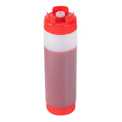 First In First Out 24 oz Red Plastic Squeeze Bottle - Inverted, Refill & Dispensing Lid - 2 3/4