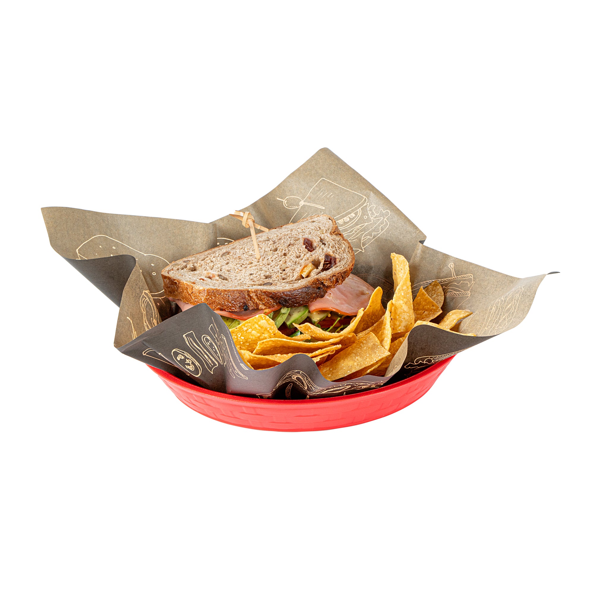 Chef 101 Round Red Plastic Diner Platter - 9" x 9" x 1 1/4" - 100 count box