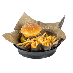 Chef 101 Round Black Plastic Diner Platter - with Base - 8 3/4