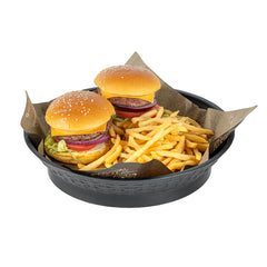 Chef 101 Round Black Plastic Diner Platter - with Base - 12