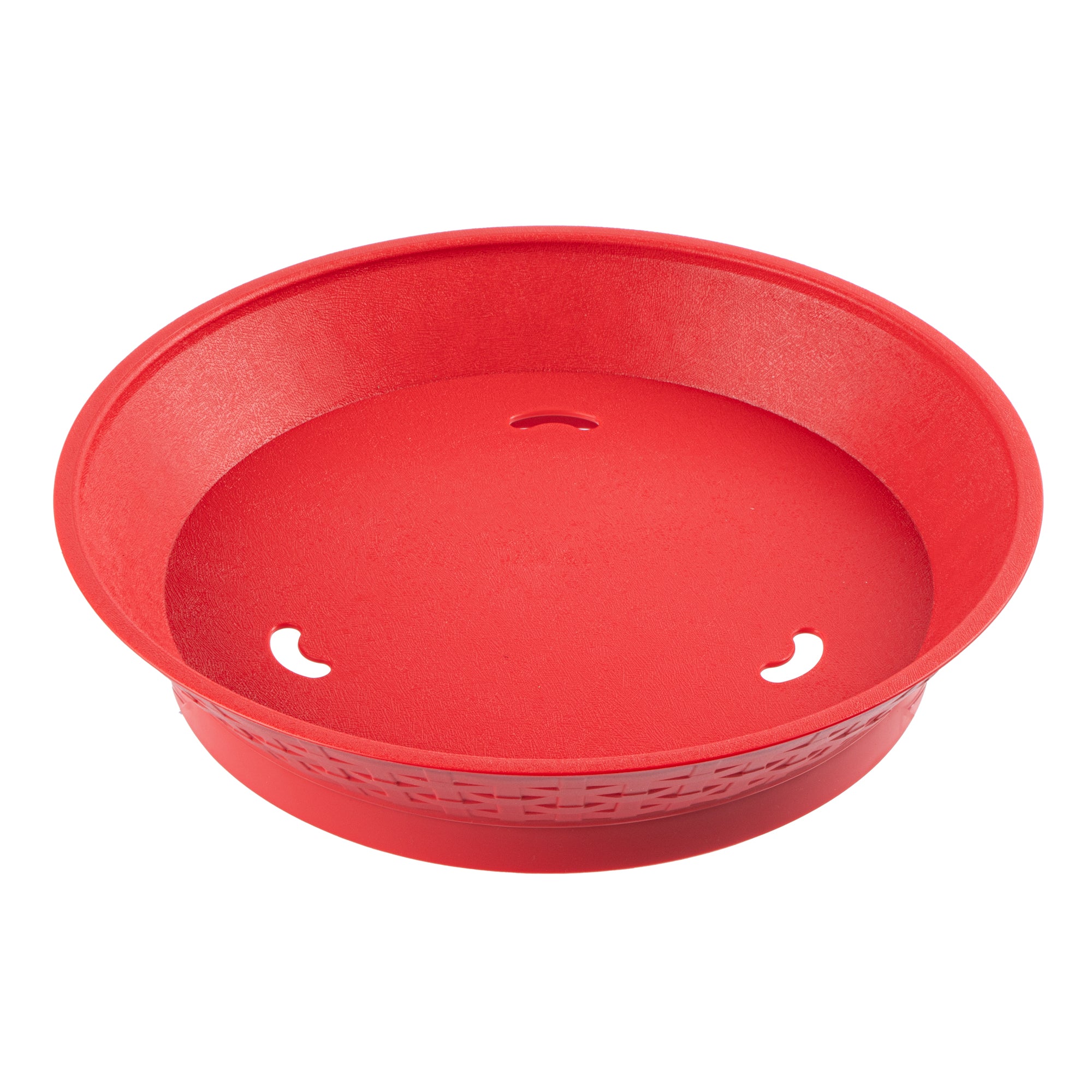 Chef 101 Round Red Plastic Diner Platter - with Base - 12" x 12" x 2 1/4" - 100 count box