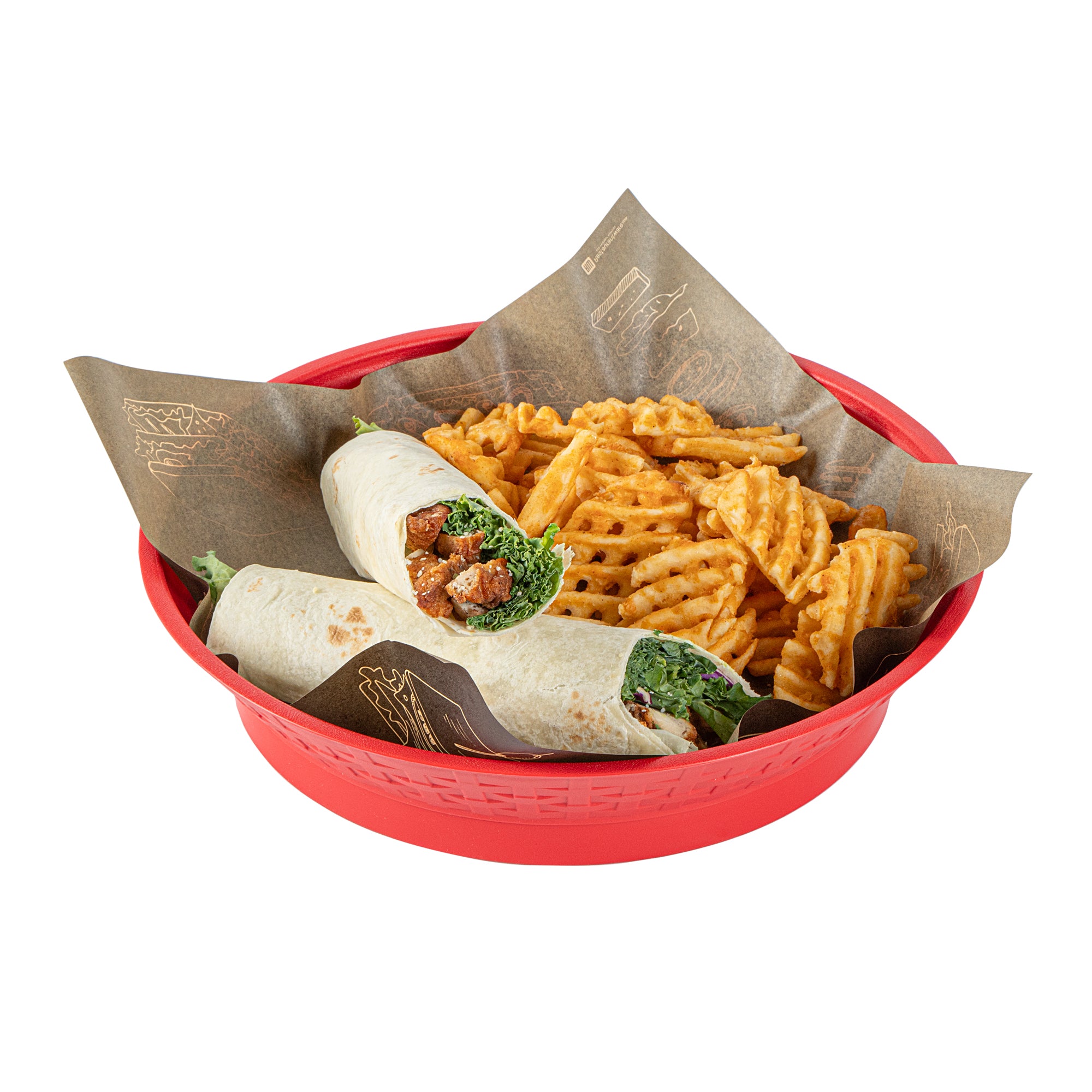 Chef 101 Round Red Plastic Diner Platter - with Base - 12" x 12" x 2 1/4" - 100 count box