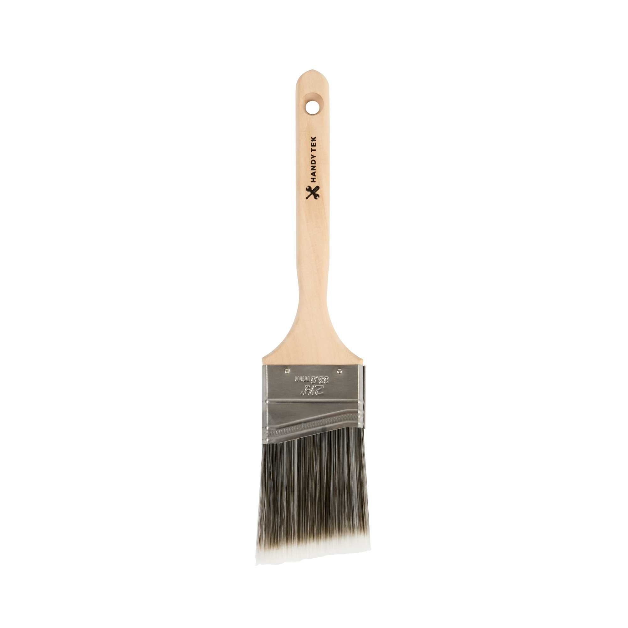 Handy Tek Synthetic Polyester Paint Brush - Angled, Long Handle - 2 1/2" - 6 count box