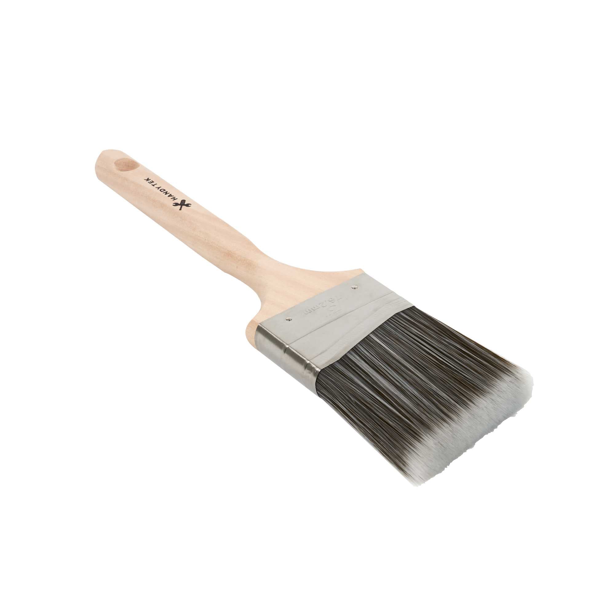 Handy Tek Synthetic Polyester Paint Brush - Angled, Long Handle - 3" - 6 count box