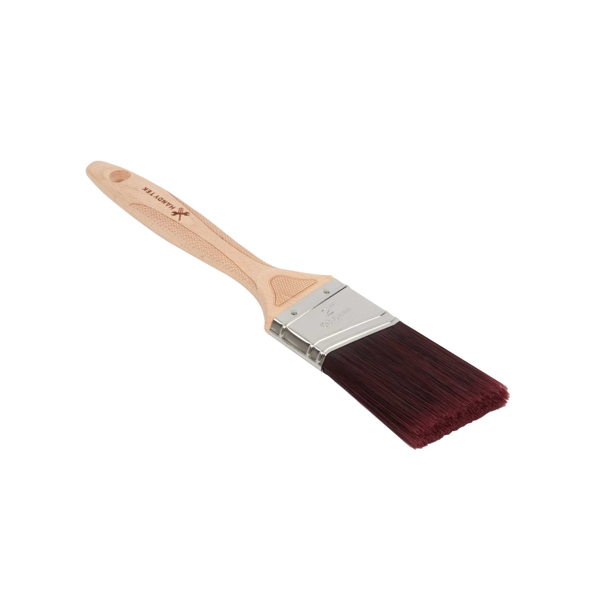 Handy Tek Polyester Paint Brush - Angled, Soft Tip, Textured Handle - 2" - 12 count box