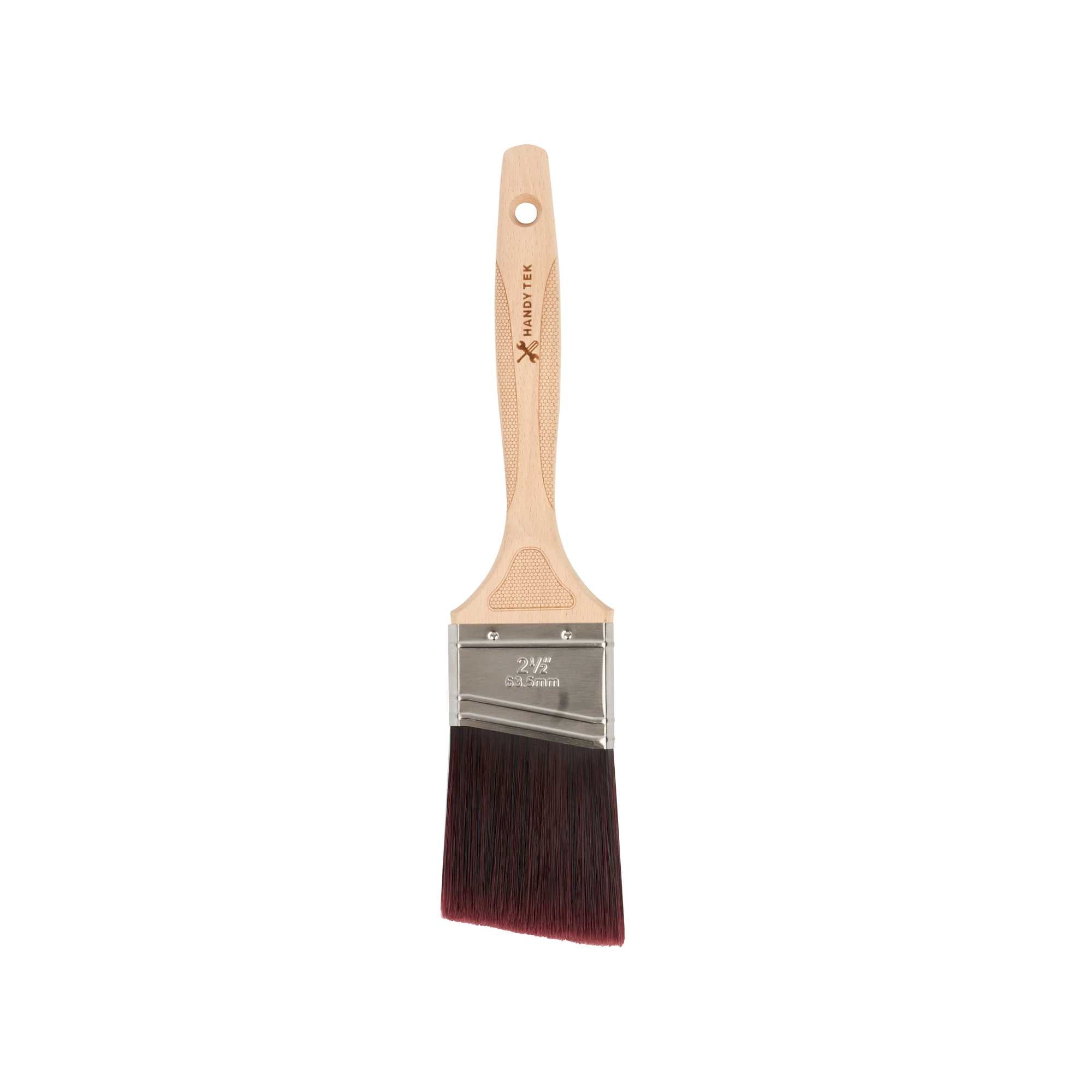 Handy Tek Polyester Paint Brush - Angled, Soft Tip, Textured Handle - 2 1/2" - 12 count box