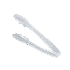 Cater Tek Clear Heavy-Duty Disposable Plastic Tongs - Scalloped - 7 1/2