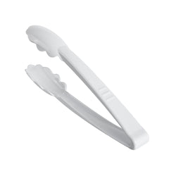 Cater Tek White Heavy-Duty Disposable Plastic Tongs - Scalloped - 9