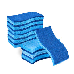 Clean Tek Professional Light Blue Cellulose Sponge / Dark Blue Medium-Duty Scouring Pad Combo - 6