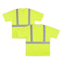 Be Safe Type R Class 2 Lime 2XL High Visibility Mesh Safety Shirt - Short Sleeve, Reflective Tape - 20 count box