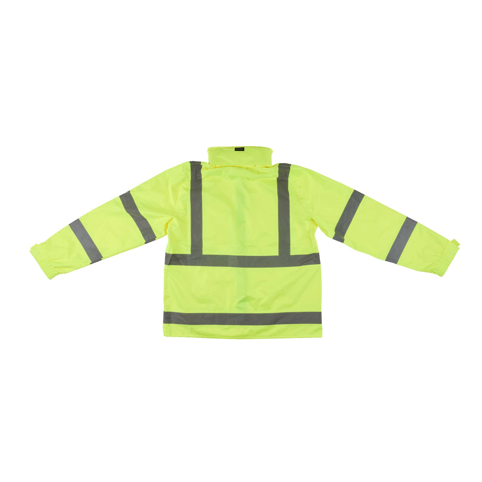Be Safe Type R Class 3 Lime XL High Visibility Lightweight Rain Jacket - Zipper Closure, Reflective Tape - 1 count box
