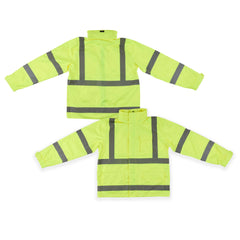 Be Safe Type R Class 3 Lime 2XL High Visibility Lightweight Rain Jacket - Zipper Closure, Reflective Tape - 20 count box