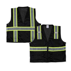 Be Safe Black 2XL/3XL High Visibility Mesh Safety Vest - Zipper Closure, Reflective Tape - 1 count box